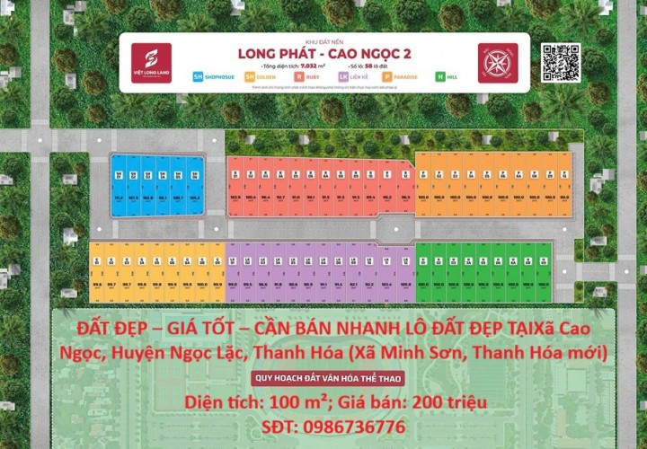 ĐẤT ĐẸP – GIÁ TỐT – CẦN BÁN NHANH LÔ ĐẤT ĐẸP TẠI  Xã Minh Sơn, Thanh Hóa