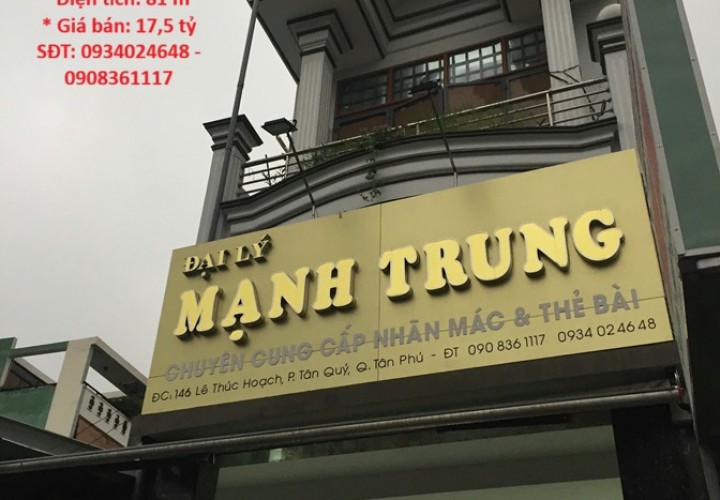 NHÀ ĐẸP – GIÁ TỐT –CHÍNH CHỦ CẦN BÁN CĂN NHÀ tại 146 Lê Thúc Hoạch, P.Tân Sơn Nhì, Q.Tân Phú, TP.HCM
