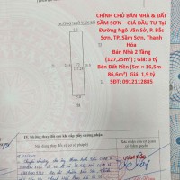 CHÍNH CHỦ BÁN NHÀ & ĐẤT SẦM SƠN – GIÁ ĐẦU TƯ Tại Đường Ngô Văn Sở, P. Bắc Sơn, TP. Sầm Sơn, Thanh Hóa