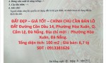 ĐẤT ĐẸP – GIÁ TỐT – CHÍNH CHỦ CẦN BÁN LÔ ĐẤT Đường Cồn Dầu 14, Phường Hòa Xuân, Q. Cẩm Lệ, Đà Nẵng.