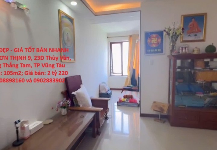 CĂN HỘ ĐẸP - GIÁ TỐT BÁN NHANH CĂN HỘ SƠN THỊNH 9, 23D Thùy Vân, Phường Thắng Tam, TP Vũng Tàu