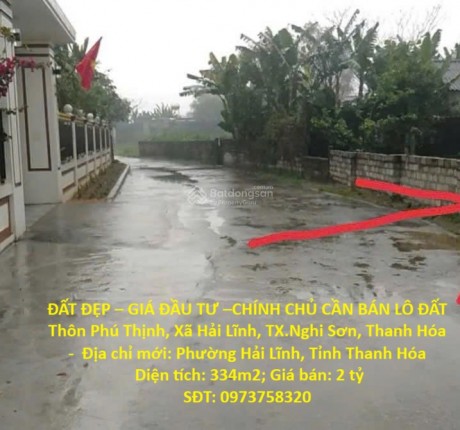 ĐẤT ĐẸP – GIÁ ĐẦU TƯ –CHÍNH CHỦ CẦN BÁN LÔ ĐẤT Thôn Phú Thịnh, Xã Hải Lĩnh, TX.Nghi Sơn, Thanh Hóa
