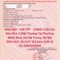 NHÀ ĐẸP - GIÁ TỐT - CHÍNH CHỦ Cần Bán Nhà 2 Mặt Thoáng Tại Phường Minh Khai, Hai Bà Trưng, Hà Nội