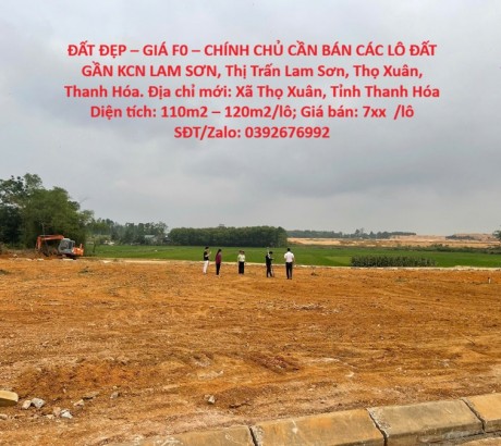ĐẤT ĐẸP – GIÁ F0 – CHÍNH CHỦ CẦN BÁN CÁC LÔ ĐẤT GẦN KCN LAM SƠN, Thị Trấn Lam Sơn, Thọ Xuân, Thanh Hóa