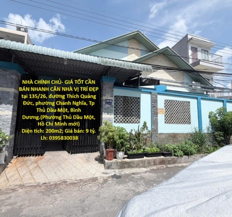 NHÀ CHÍNH CHỦ- GIÁ TỐT CẦN BÁN NHANH CĂN NHÀ VỊ TRÍ ĐẸP tại Thành phố Thủ Dầu Một, tỉnh Bình Dương