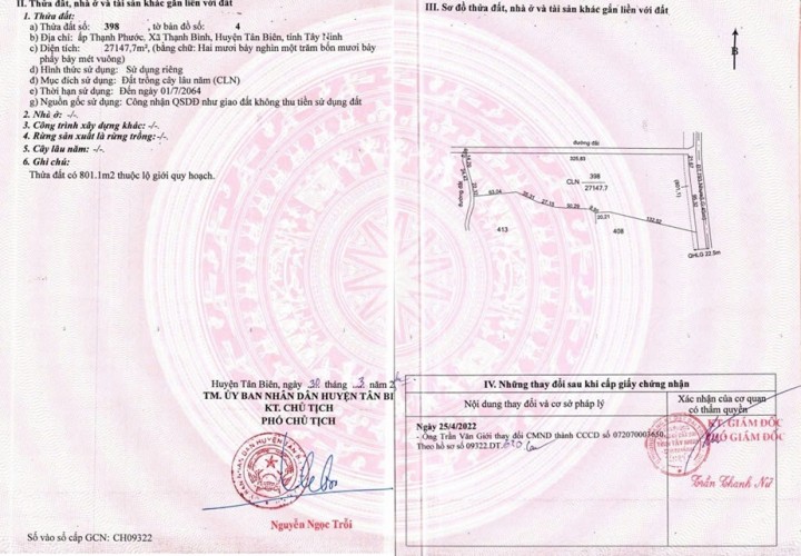 Chính Chủ Bán Nhanh Lô Đất Đẹp - Giá Tốt Xã Thạnh Bình, Tân Biên, Tây Ninh