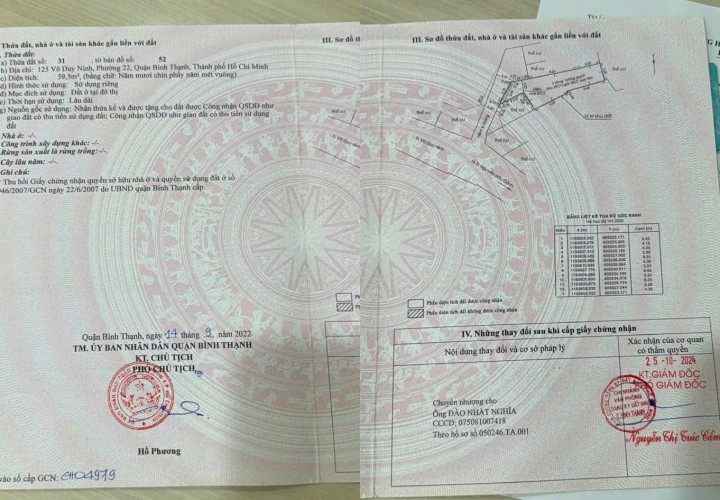 HOT HOT – CHÍNH CHỦ CẦN BÁN 2 CĂN NHÀ LIỀN KỀ Tại 121 & 125 VÕ DUY NINH, P.22, Q.BÌNH THẠNH, TP.HCM