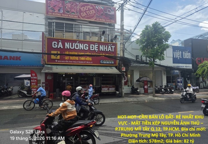 HOT HOT–CẦN BÁN LÔ ĐẤT- RẺ NHẤT KHU VỰC - MẶT TIỀN KÉP NGUYỄN ẢNH THỦ – P.TRUNG MỸ TÂY Q.12, TP.HCM