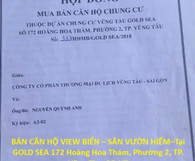 BÁN CĂN HỘ VIEW BIỂN – SÂN VƯỜN HIẾM–Tại GOLD SEA 172 Hoàng Hoa Thám, Phường 2, TP. Vũng Tàu -BR-VT