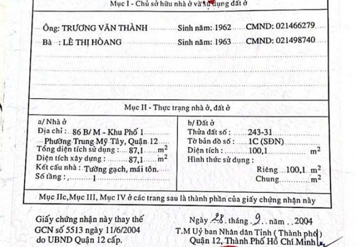 NHÀ ĐẸP – GIÁ TỐT – CẦN BÁN 2 CĂN NHÀ GÓC 2 MẶT TIỀN Tại HÀ CHƯƠNG, P. TRUNG MỸ TÂY, Q.12, TP. HCM