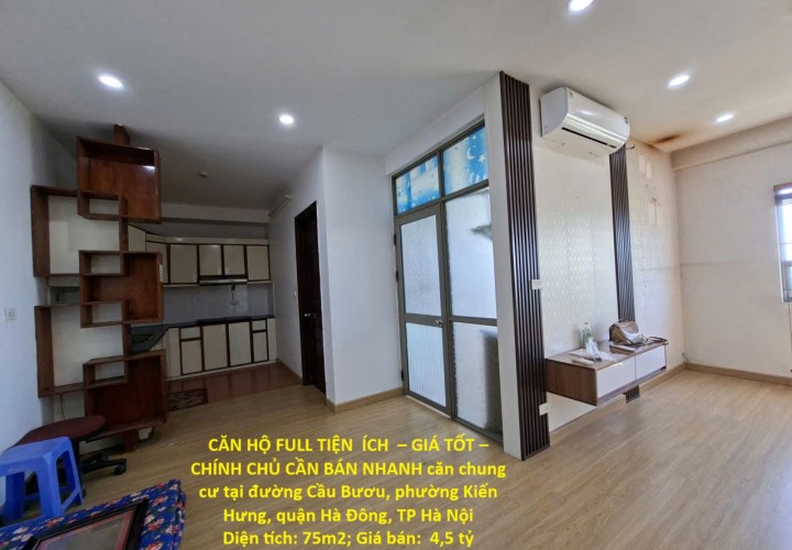 CĂN HỘ FULL TIỆN  ÍCH  – GIÁ TỐT – CHÍNH CHỦ CẦN BÁN NHANH căn chung cư tại quận Hà Đông, TP Hà Nội