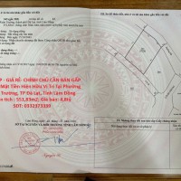 ĐẤT ĐẸP - GIÁ RẺ- CHÍNH CHỦ CẦN BÁN GẤP LÔ ĐẤT Mặt Tiền Hiện Hữu Vị Trí Tại TP Đà Lạt, Lâm Đồng