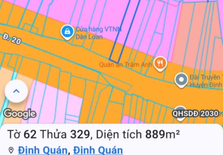 ĐẤT VỊ TRÍ ĐẸP – GIÁ TỐT - CHÍNH CHỦ Cần Bán Đất Nền Mặt Tiền Đường Nhựa Đầu Dốc 12 Định Quán.