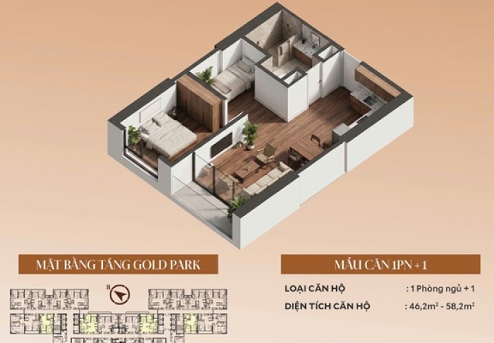HOT CĂN HỘ 1PN+ GOLD PARK BẮC NINH – SỞ HỮU DỄ DÀNG Chỉ từ 400 Triệu tại Tp Bắc Giang tỉnh Bắc Giang