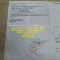 ĐẦU TƯ SINH LỜI - GIÁ TỐT - Cần Bán Đất Khu phố Vạn Hạnh, 01/ Đường Tuệ Tĩnh Phường Phú Mỹ, HCM