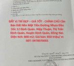ĐẤT VỊ TRÍ ĐẸP – GIÁ TỐT - CHÍNH CHỦ Cần Bán Đất Nền Mặt Tiền Đường Nhựa Đầu Dốc 12 Định Quán.
