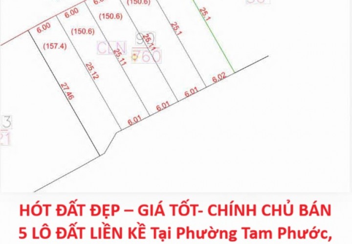 HÓT ĐẤT ĐẸP – GIÁ TỐT- CHÍNH CHỦ BÁN 5 LÔ ĐẤT LIỀN KỀ Tại Phường Tam Phước, TP Biên Hòa, Đồng Nai