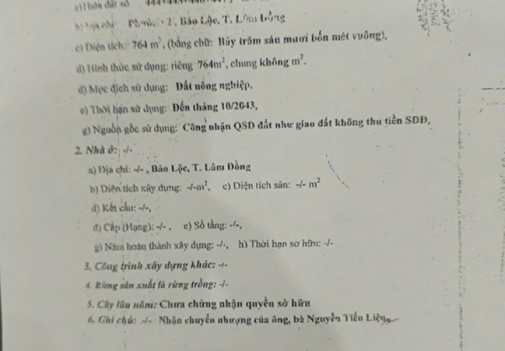 CHÍNH CHỦ BÁN NHANH LÔ ĐẤT CÓ SẮN NHÀ CẤP 4 Vị trí 2 mặt tiền đường nhựa tp Bảo Lộc tỉnh Lâm Đồng