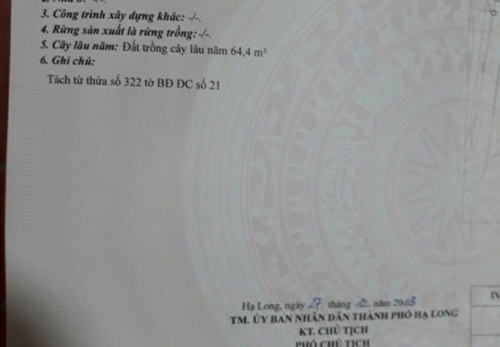 ĐẤT ĐẸP- GIÁ TỐT CHÍNH CHỦ CẦN BÁN NHANH LÔ ĐẤT tại tp Hạ Long, tỉnh Quảng Ninh