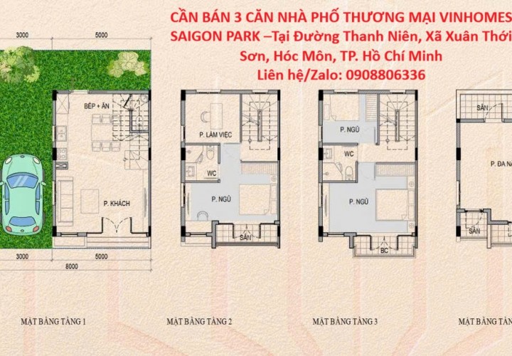 CẦN BÁN 3 CĂN NHÀ PHỐ THƯƠNG MẠI VINHOMES SAIGON PARK –Tại Đ. Thanh Niên, X.Xuân Thới Sơn, Hóc Môn