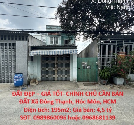 ĐẤT ĐẸP – GIÁ TỐT- CHÍNH CHỦ CẦN BÁN ĐẤT Xã Đông Thạnh, Hóc Môn, HCM