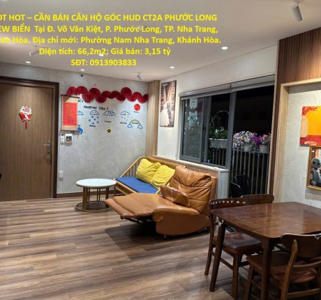HOT HOT – CẦN BÁN CĂN HỘ GÓC HUD CT2A PHƯỚC LONG VIEW BIỂN Tại Đ. Võ Văn Kiệt, P. Phước Long, TP. Nha Trang, Khánh Hòa