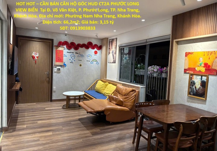 HOT HOT – CẦN BÁN CĂN HỘ GÓC HUD CT2A PHƯỚC LONG VIEW BIỂN  Tại Đ. Võ Văn Kiệt, P. Phước Long, TP. Nha Trang, Khánh Hòa