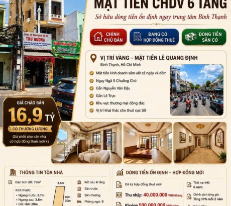 HOT HOT –CẦN BÁN CĂN NHÀ -TÒA NHÀ CHDV 6 TẦNG DÒNG TIỀN ỔN ĐỊNH-MT Lê Quang Định, Bình Thạnh, TP.HCM