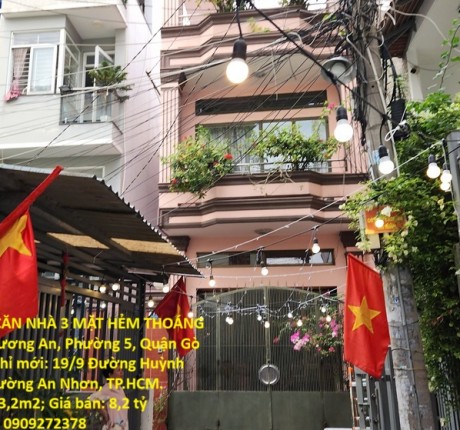 HOT HOT –CẦN BÁN CĂN NHÀ 3 MẶT HẺM THOÁNG Tại Đường Huỳnh Khương An, Phường 5, Quận Gò Vấp, TP.HCM