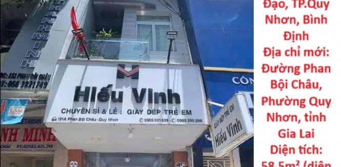 HOT HOT–CHÍNH CHỦ BÁN GẤP NHÀ MẶT TIỀN Đường Phan Bội Châu, P.Trần Hưng Đạo, TP.Quy Nhơn, Bình Định