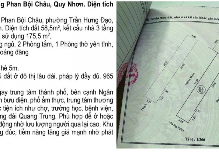 HOT HOT–CHÍNH CHỦ BÁN GẤP NHÀ MẶT TIỀN Đường Phan Bội Châu, P.Trần Hưng Đạo, TP.Quy Nhơn, Bình Định