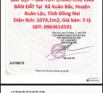ĐẤT ĐẸP – GIÁ TỐT- CHÍNH CHỦ CẦN BÁN ĐẤT Tại  Xã Xuân Bắc, Huyện Xuân Lộc, Tỉnh Đồng Nai