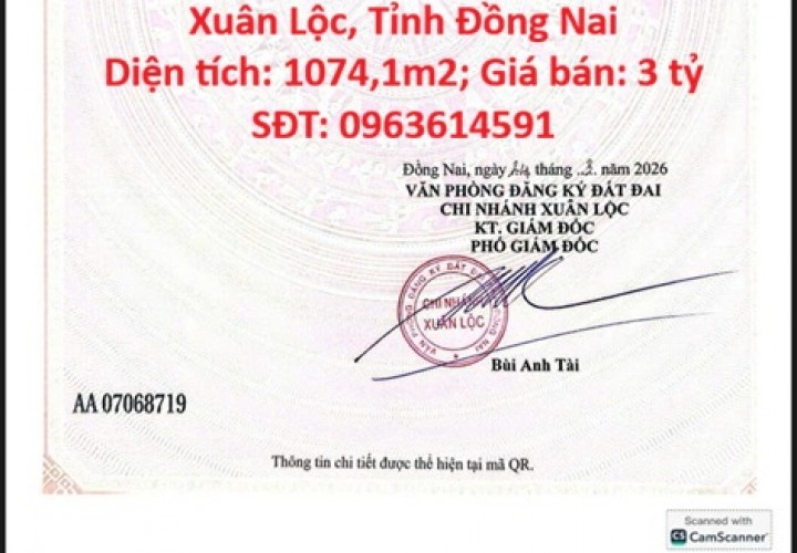 ĐẤT ĐẸP – GIÁ TỐT- CHÍNH CHỦ CẦN BÁN ĐẤT Tại  Xã Xuân Bắc, Huyện Xuân Lộc, Tỉnh Đồng Nai