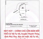 HOT HOT – CHÍNH CHỦ CẦN BÁN ĐẤT THỔ CƯ Xã Tu Vũ, huyện Thanh Thủy, tỉnh Phú Thọ