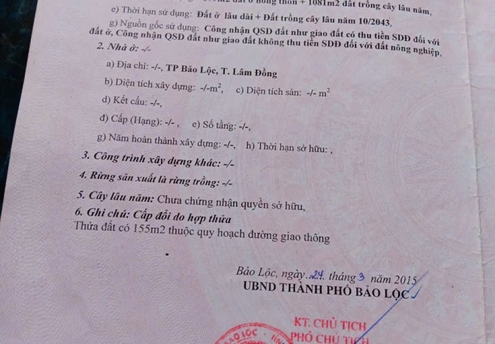 ĐẤT ĐẸP - GIÁ ĐẦU TƯ – CHÍNH CHỦ CẦN BÁN 2 LÔ ĐẤT VỊ TRÍ ĐẸP Tại Phường 3 Bảo Lộc, Lâm Đồng
