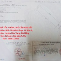 ĐẤT ĐẸP – GIÁ TỐT- CHÍNH CHỦ CẦN BÁN ĐẤT Tại Khu A, Xã Hòa Liên, Huyện Hòa Vang, Đà Nẵng
