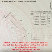 ĐẤT ĐẸP – GIÁ TỐT- CHÍNH CHỦ CẦN BÁN ĐẤT Tại Đá Bàn, Bắc Ninh Hòa, Khánh Hòa