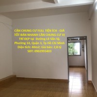 CĂN CHUNG CƯ FULL TIỆN ÍCH - GIÁ TỐT BÁN NHANH CĂN CHUNG CƯ VỊ TRÍ ĐẸP tại quận 3, TPHCM