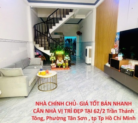 NHÀ CHÍNH CHỦ- GIÁ TỐT BÁN NHANH CĂN NHÀ VỊ TRÍ ĐẸP TẠI Phường Tân Sơn ,Tp Hồ Chí Minh