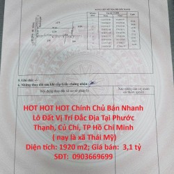HOT HOT HOT Chính Chủ Bán Nhanh Lô Đất Vị Trí Đắc Địa Tại Phước Thạnh, Củ Chi, TP Hồ Chí Minh