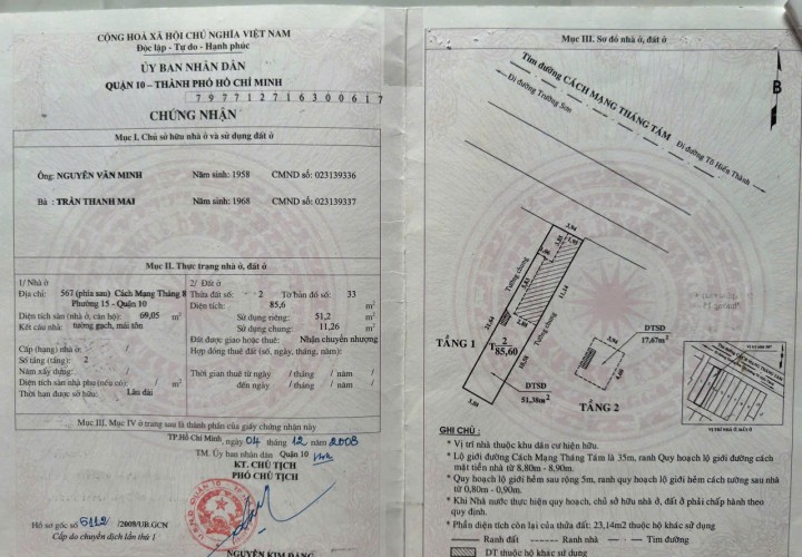 ĐẦU TƯ SINH LỜI  –CẦN BÁN LÔ ĐẤT MẶT TIỀN TẠI Đ. Cách Mạng Tháng 8, Phường 15, Quận 10, TP. HCM