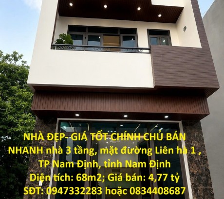 NHÀ ĐẸP- GIÁ TỐT CHÍNH CHỦ BÁN NHANH nhà 3 tầng, mặt đường Liên hà 1 , TP Nam Định, tỉnh Nam Định