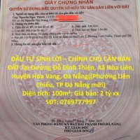 ĐẦU TƯ SINH LỜI – CHÍNH CHỦ CẦN BÁN ĐẤT Tại  xã Xã Hòa Liên, Huyện Hòa Vang, Đà Nẵng