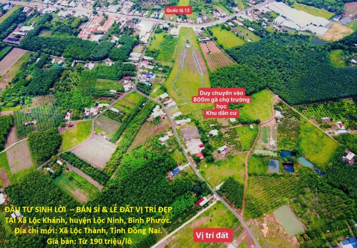 ĐẦU TƯ SINH LỜI  – BÁN SỈ & LẺ ĐẤT VỊ TRÍ ĐẸP  TẠI Xã Lộc Khánh, huyện Lộc Ninh, Bình Phước