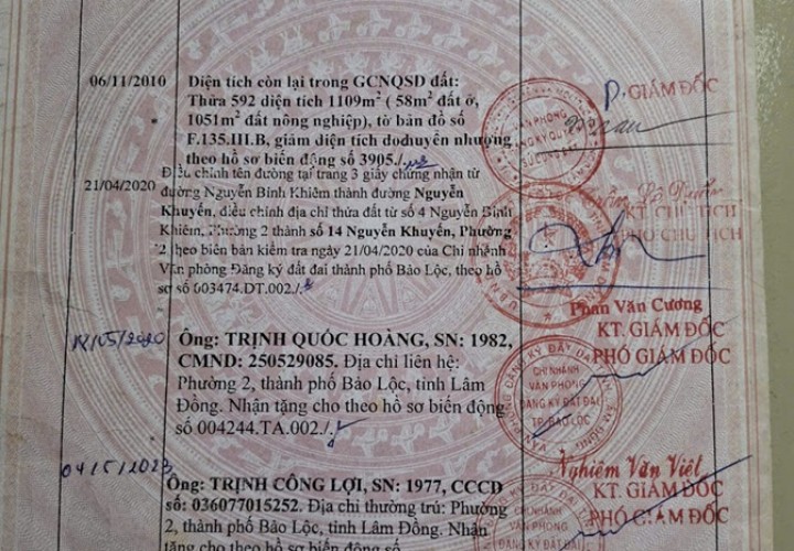 HOT HOT – CHÍNH CHỦ CẦN BÁN 2 LÔ ĐẤT LIỀN KỀ TẠI Phường 2, thành phố Bảo Lộc, tỉnh Lâm Đồng.
