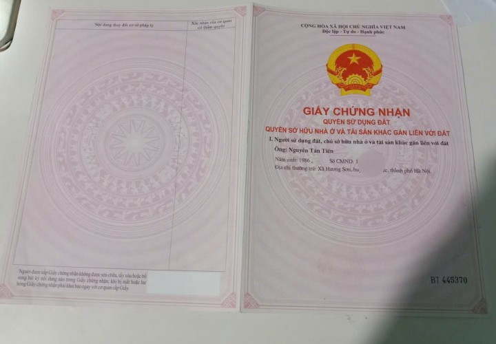 ĐẤT ĐẸP- GIÁ TỐT CHÍNH CHỦ BÁN NHANH LÔ ĐẤT có sẵn nhà cấp 4 vị trí đắc địa mặt đường tỉnh lộ 419 Tam Chúc chùa Hương