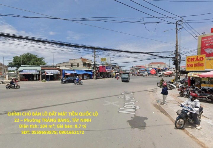 CHÍNH CHỦ BÁN LÔ ĐẤT MẶT TIỀN QUỐC LỘ 22 – Phường TRẢNG BÀNG, TÂY NINH