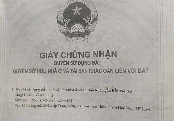 HOT HOT – CHÍNH CHỦ CẦN BÁN NHANH NHÀ TẠI  Xã Đông THạnh, Hóc Môn, Hồ Chí Minh