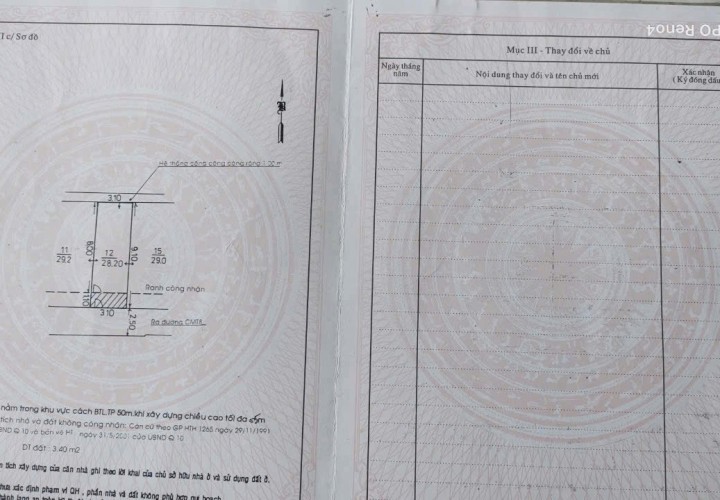 NHÀ VỊ TRÍ ĐẸP - CHÍNH CHỦ BÁN NHANH CĂN NHÀ Đường Cao Thắng, Phường 12, Quận 10, Tp Hồ Chí Minh.