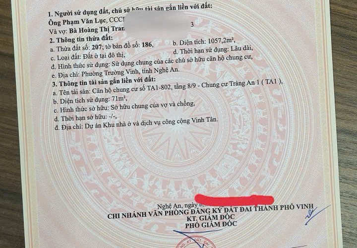 CĂN HỘ ĐẸP – GIÁ TỐT –CHÍNH CHỦ CẦN BÁN CĂN HỘ CHUNG CƯ TRÀNG AN, phường Vinh Tân, TP. Vinh, Nghệ An